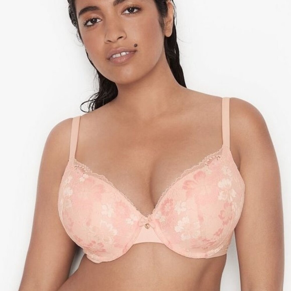 32DDD VICTORIA'S SECRET Womens Pink Lace Lined Underwire Back Closure Demi Bra - Picture 2 of 14